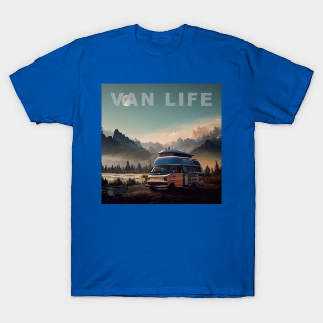 Van Life Camper RV Outdoors in Nature T-Shirt by Grassroots Green